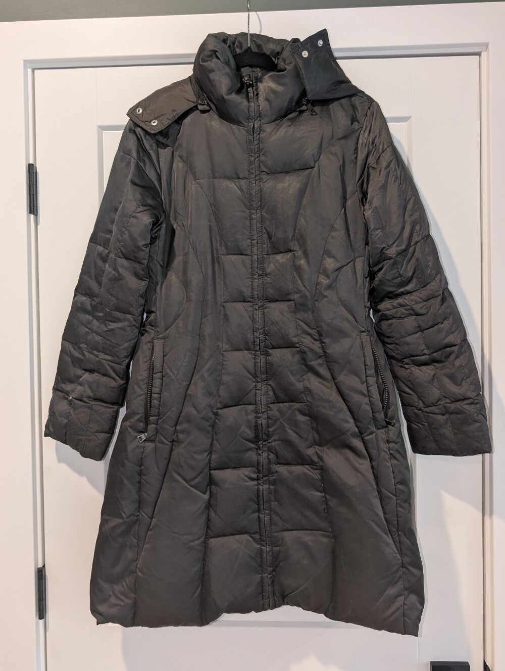 Express Olive Green Midi Down Winter Puffer Coat